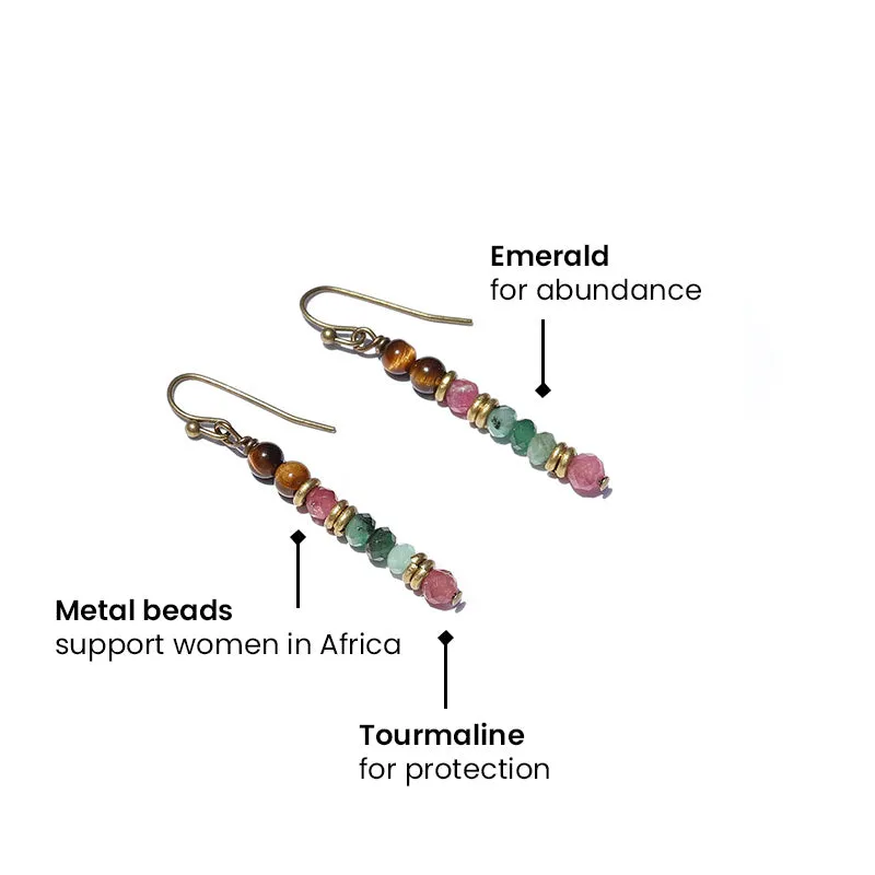 "Love and Abundance" Emerald and Tourmaline Earrings