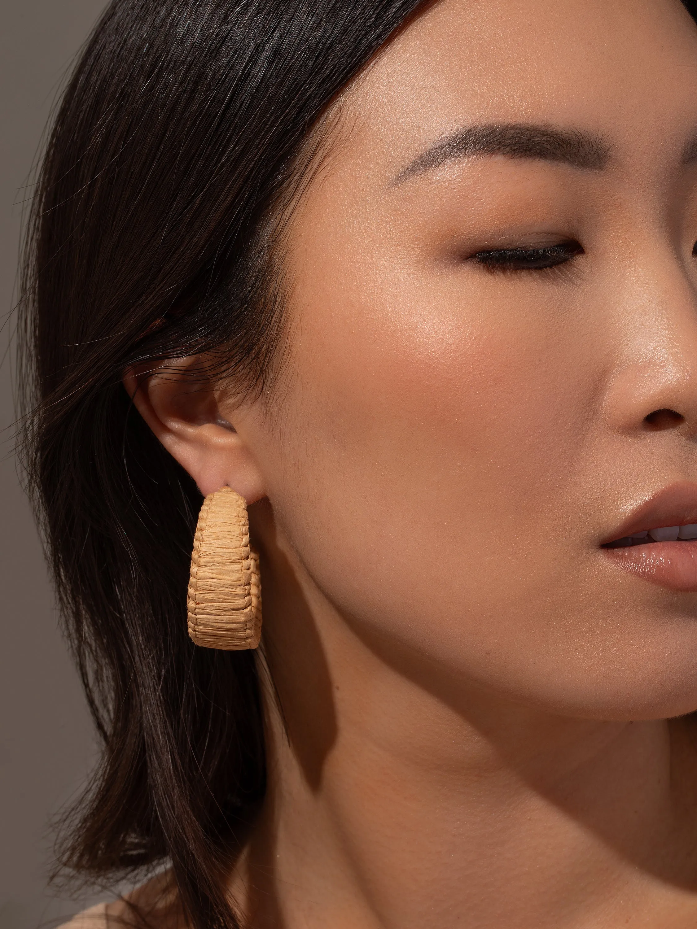 Raffia Woven Hoop Earrings