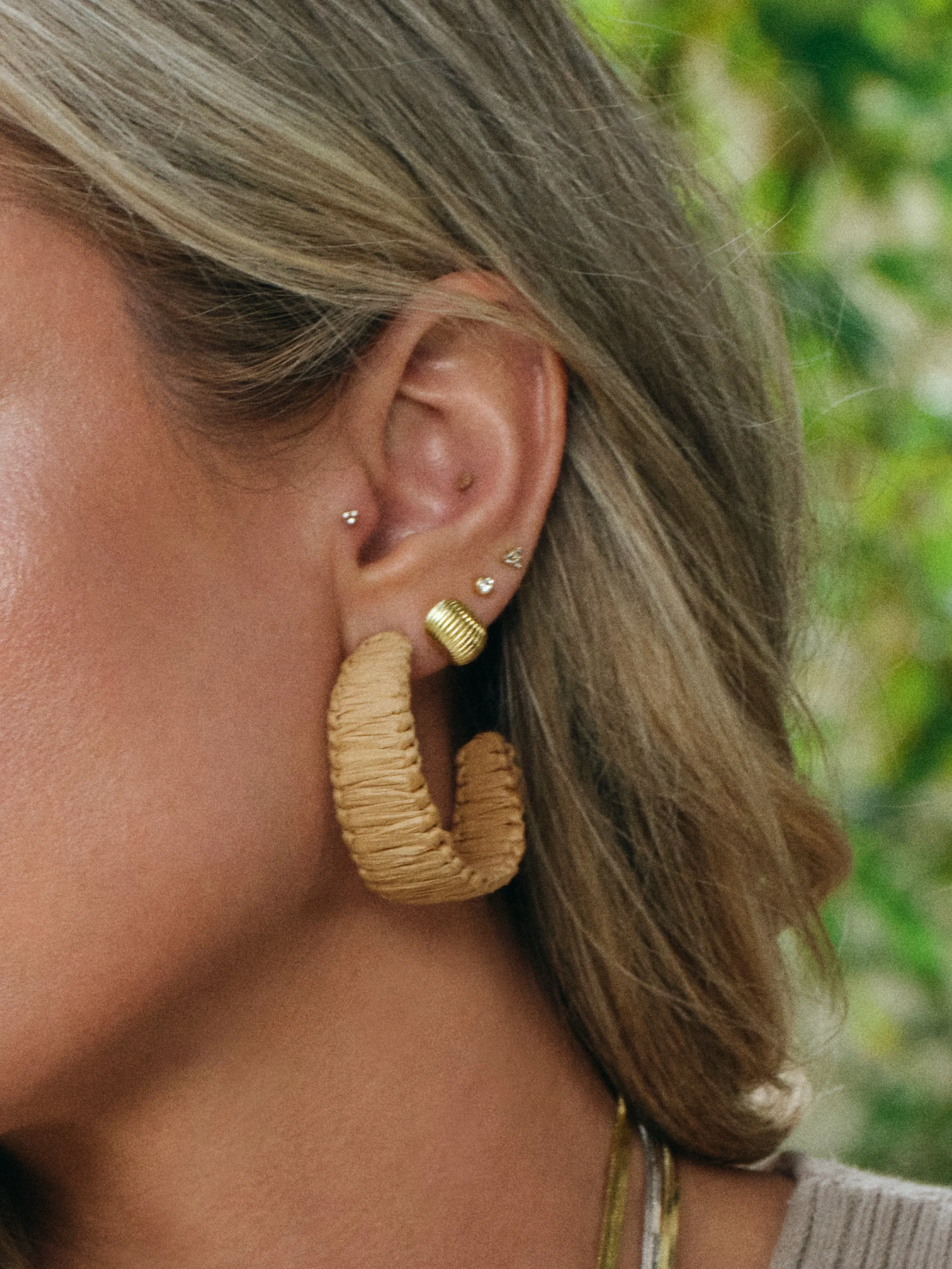 Raffia Woven Hoop Earrings