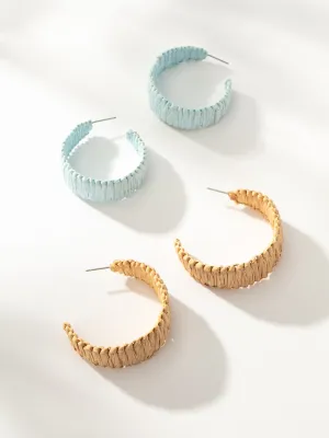 Raffia Woven Hoop Earrings