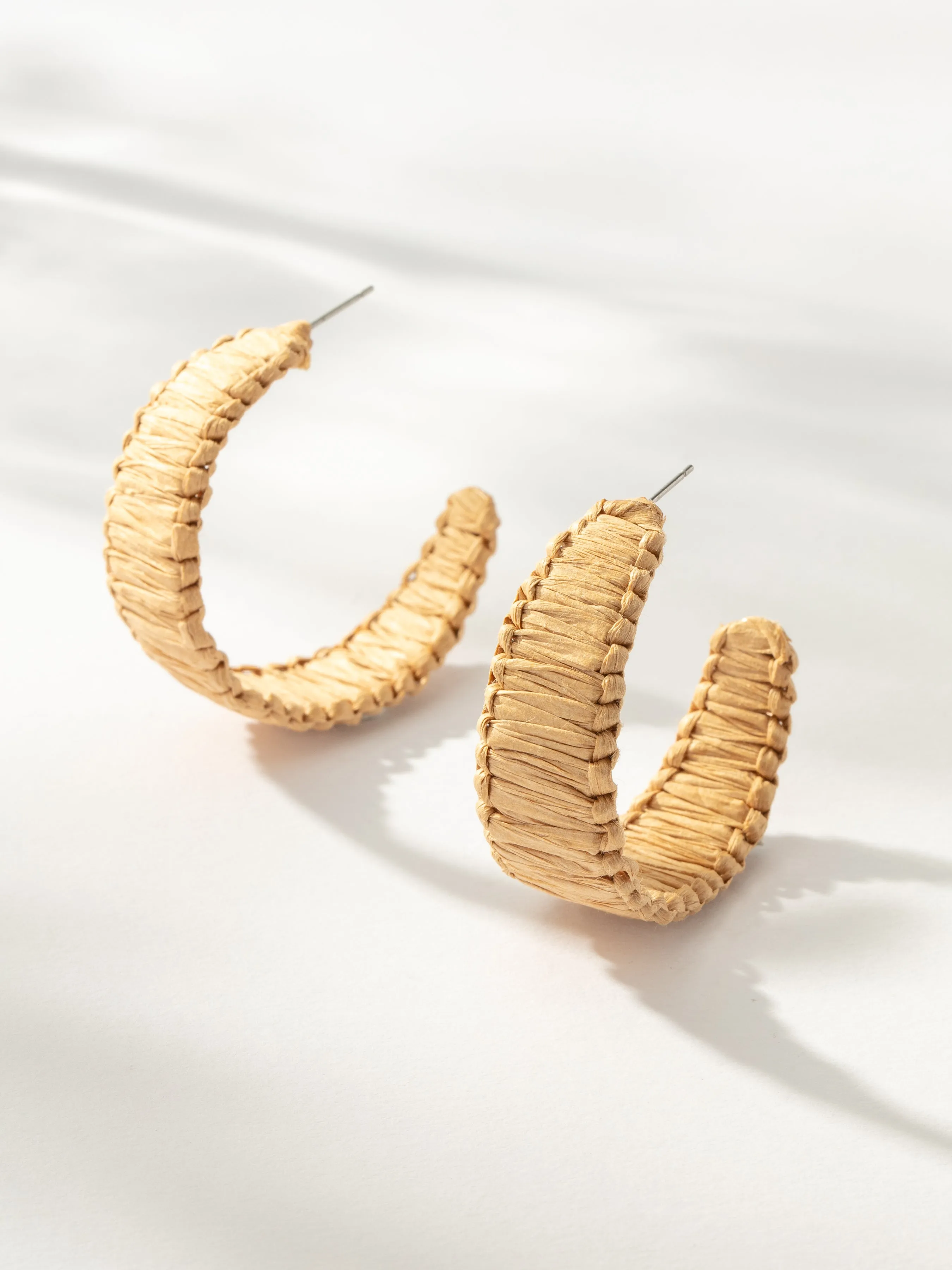 Raffia Woven Hoop Earrings