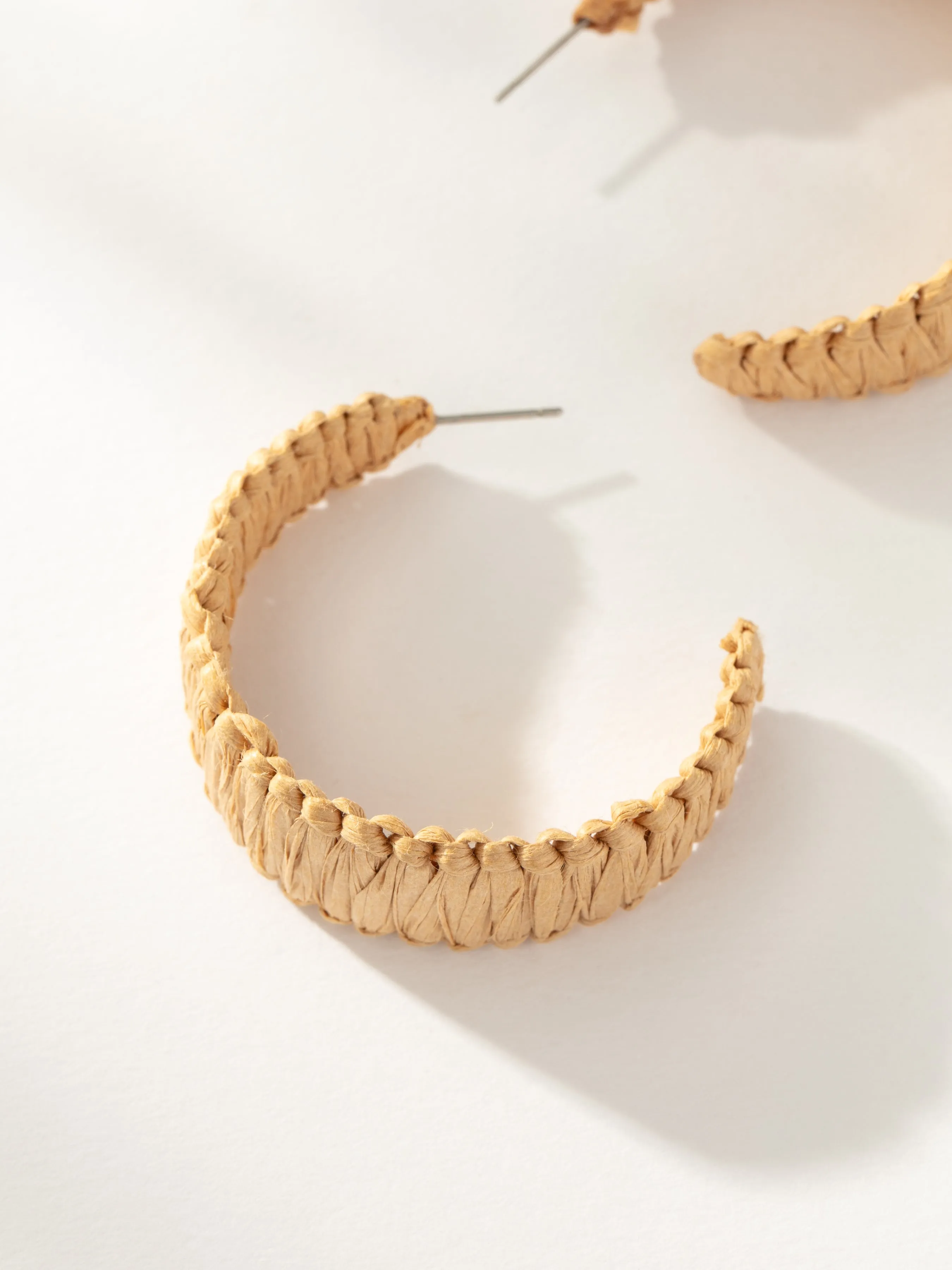 Raffia Woven Hoop Earrings
