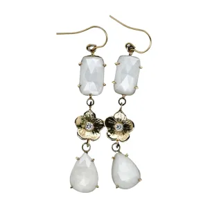 Rainbow Moonstone and Petunia Diamond Earrings