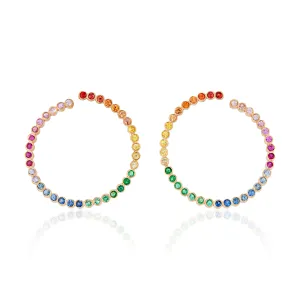 Rainbow Sapphire Hoops