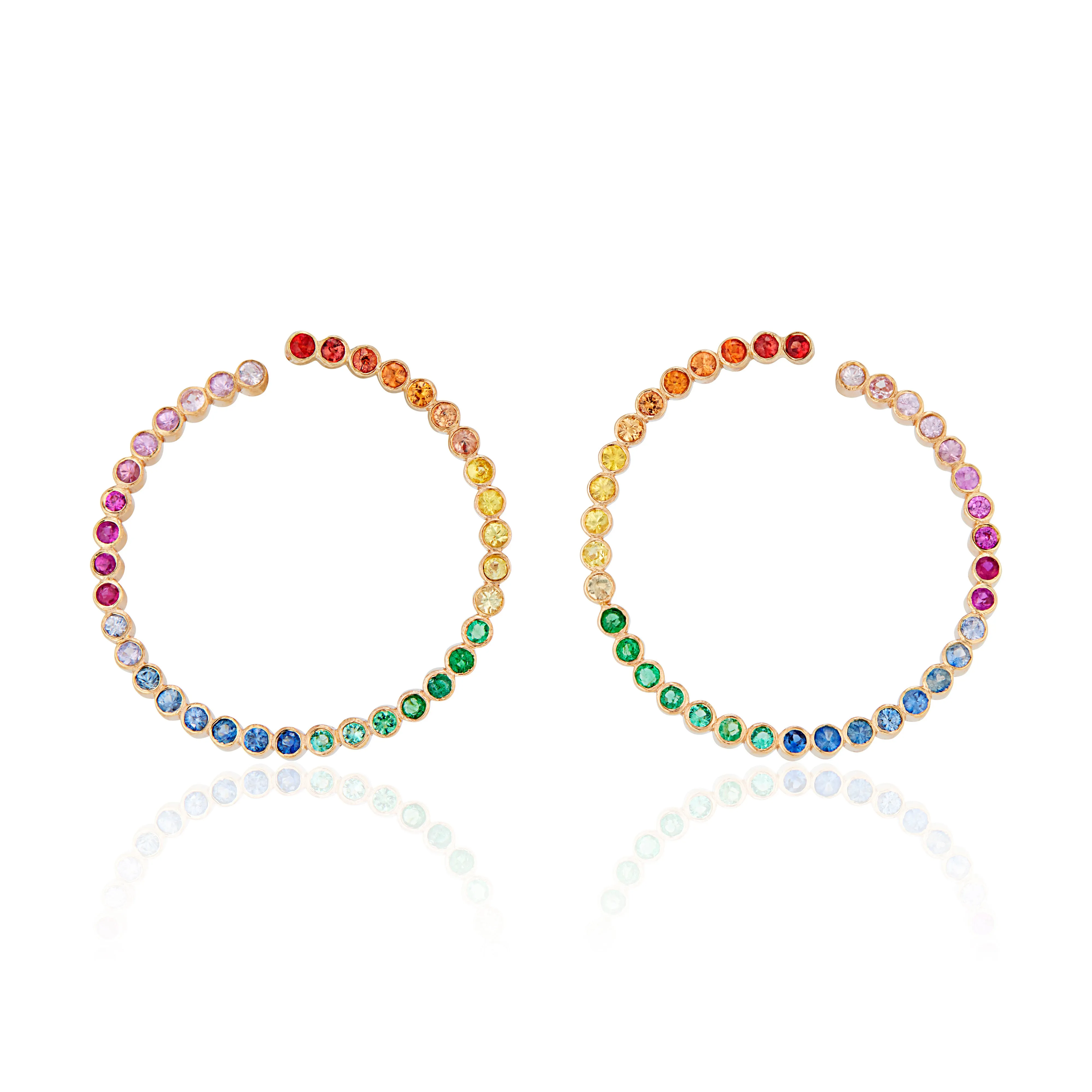 Rainbow Sapphire Hoops