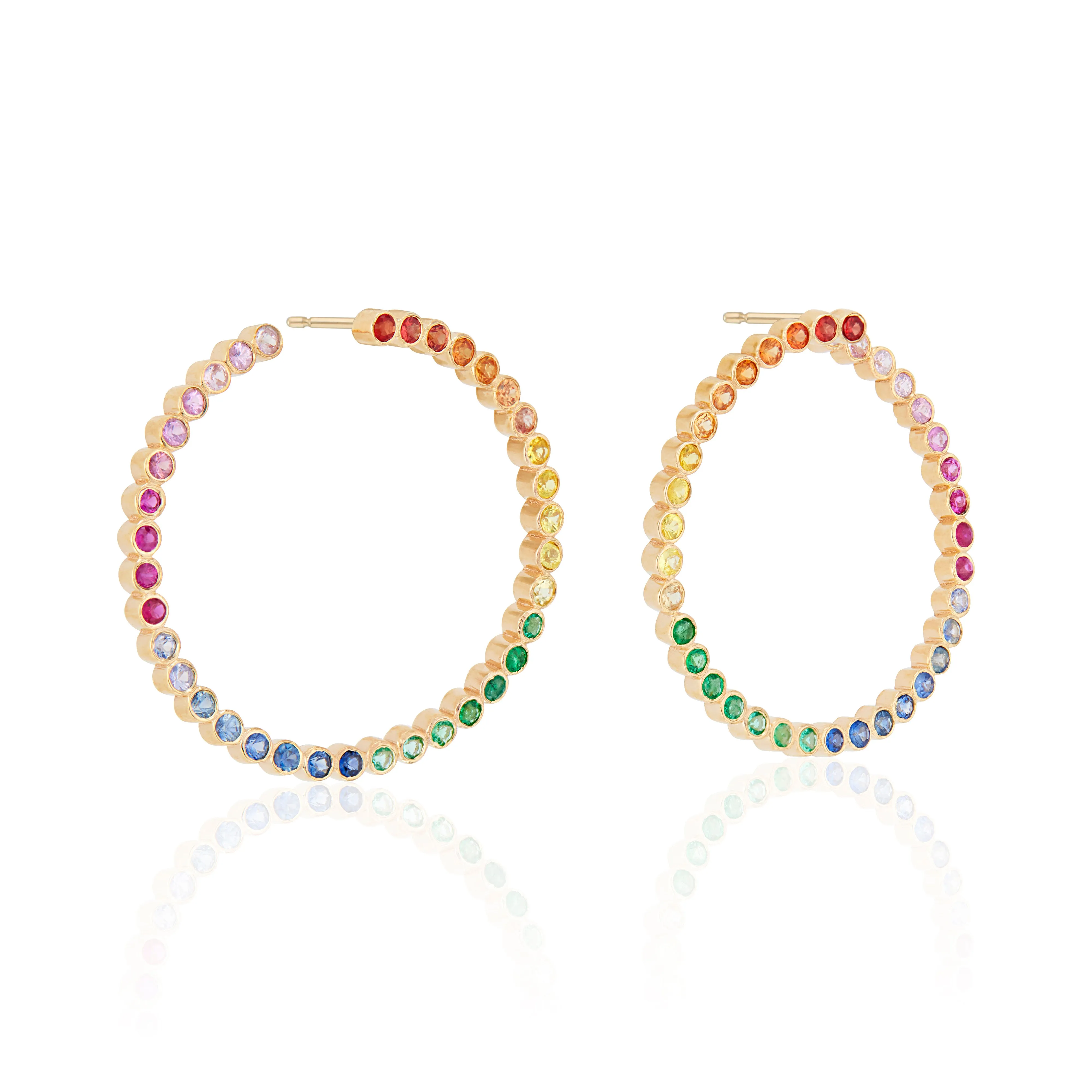 Rainbow Sapphire Hoops