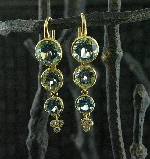 Ray Griffiths 18K Topaz and Diamond Earrings