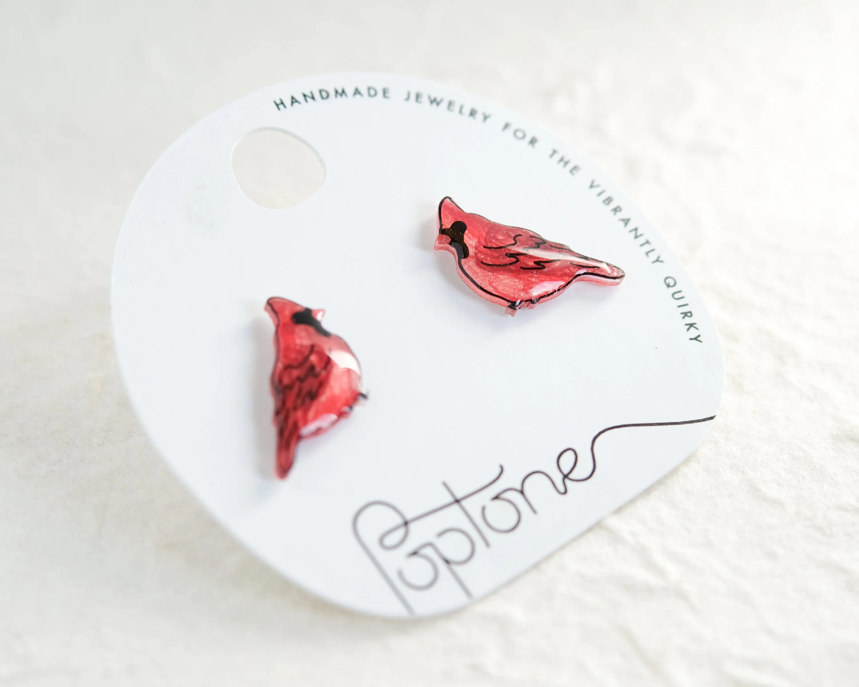 Red Cardinal Winter Bird Stud Earrings