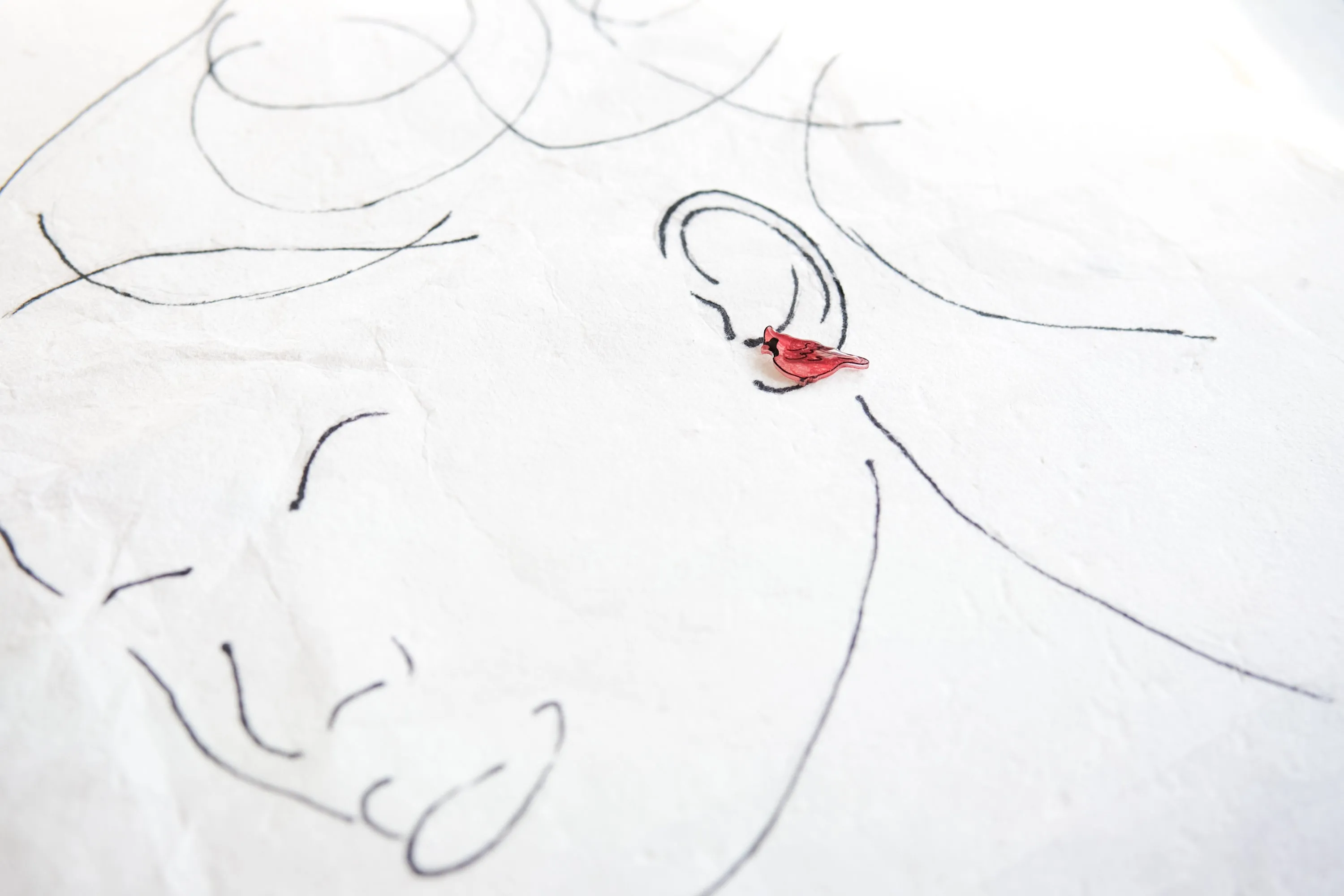 Red Cardinal Winter Bird Stud Earrings