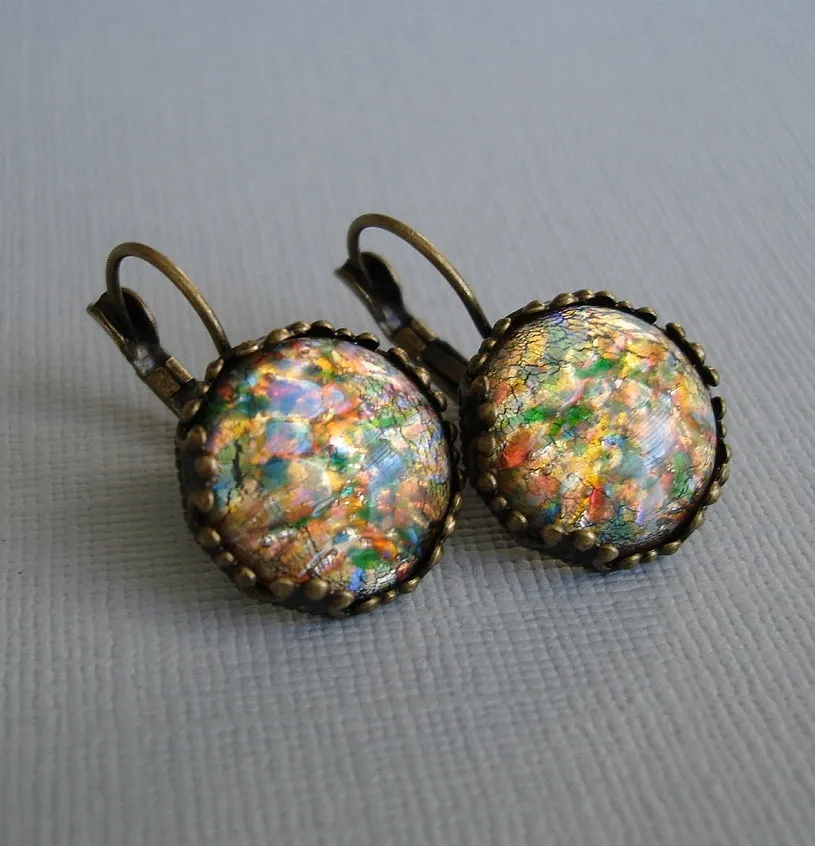 Red Opal Earrings Opal Earrings Opal Jewelry.