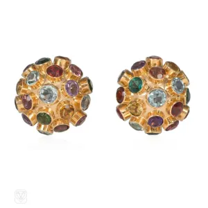 Retro rose gold multigem sputnik earrings