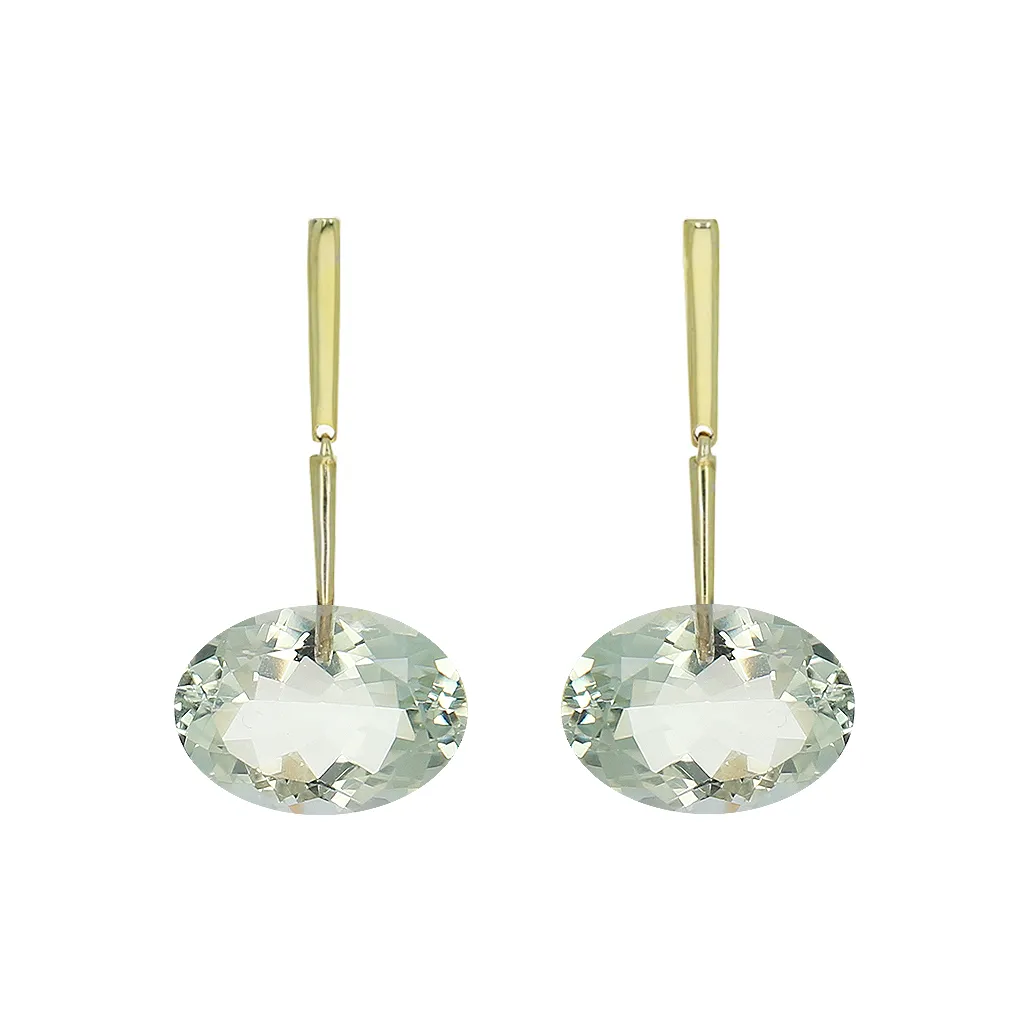 Reverse Georgette Earrings with Oval Green Amethyst