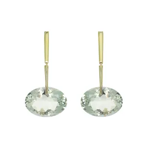 Reverse Georgette Earrings with Oval Green Amethyst