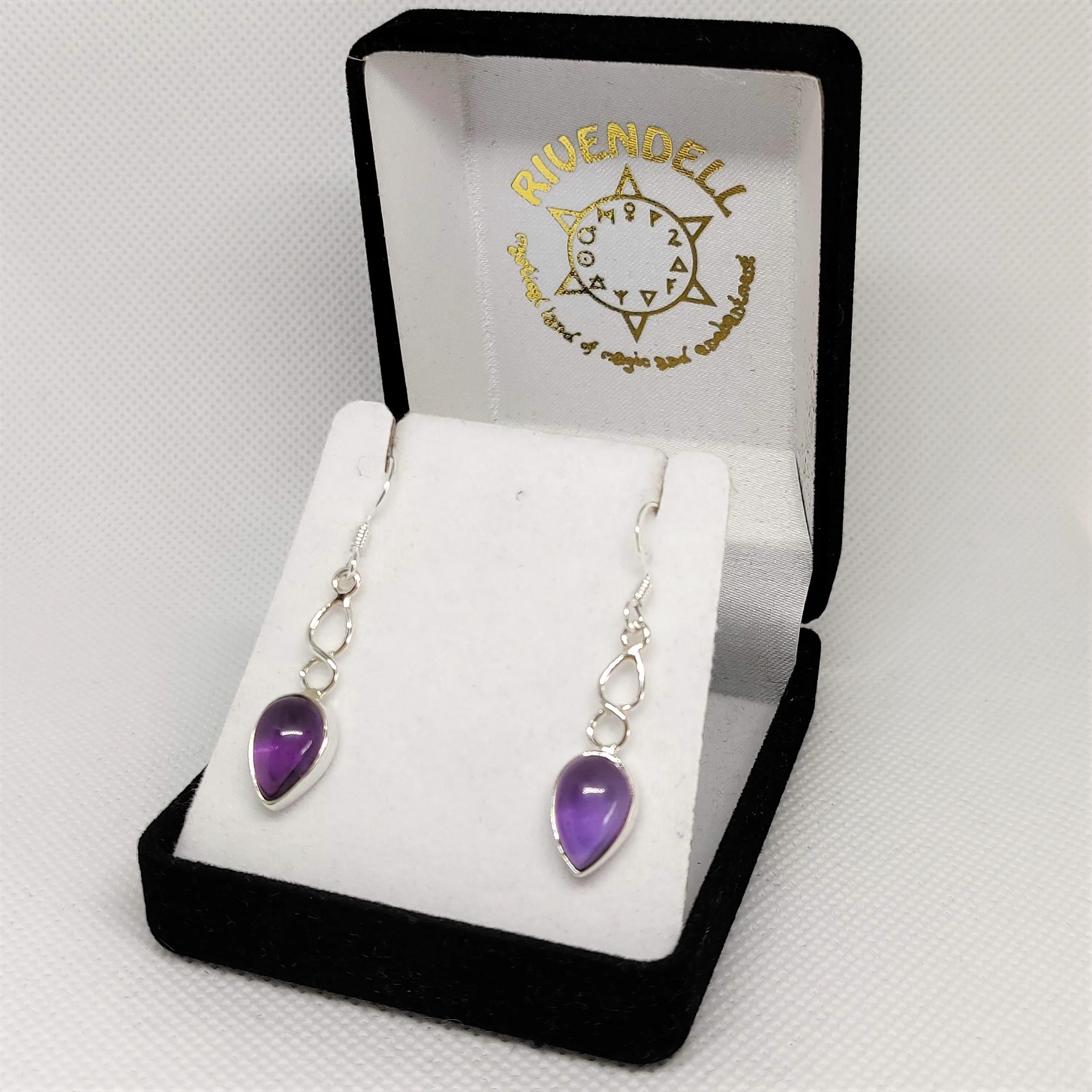 Reverse Teardrop Amethyst 925 Sterling Silver Dangle Earrings