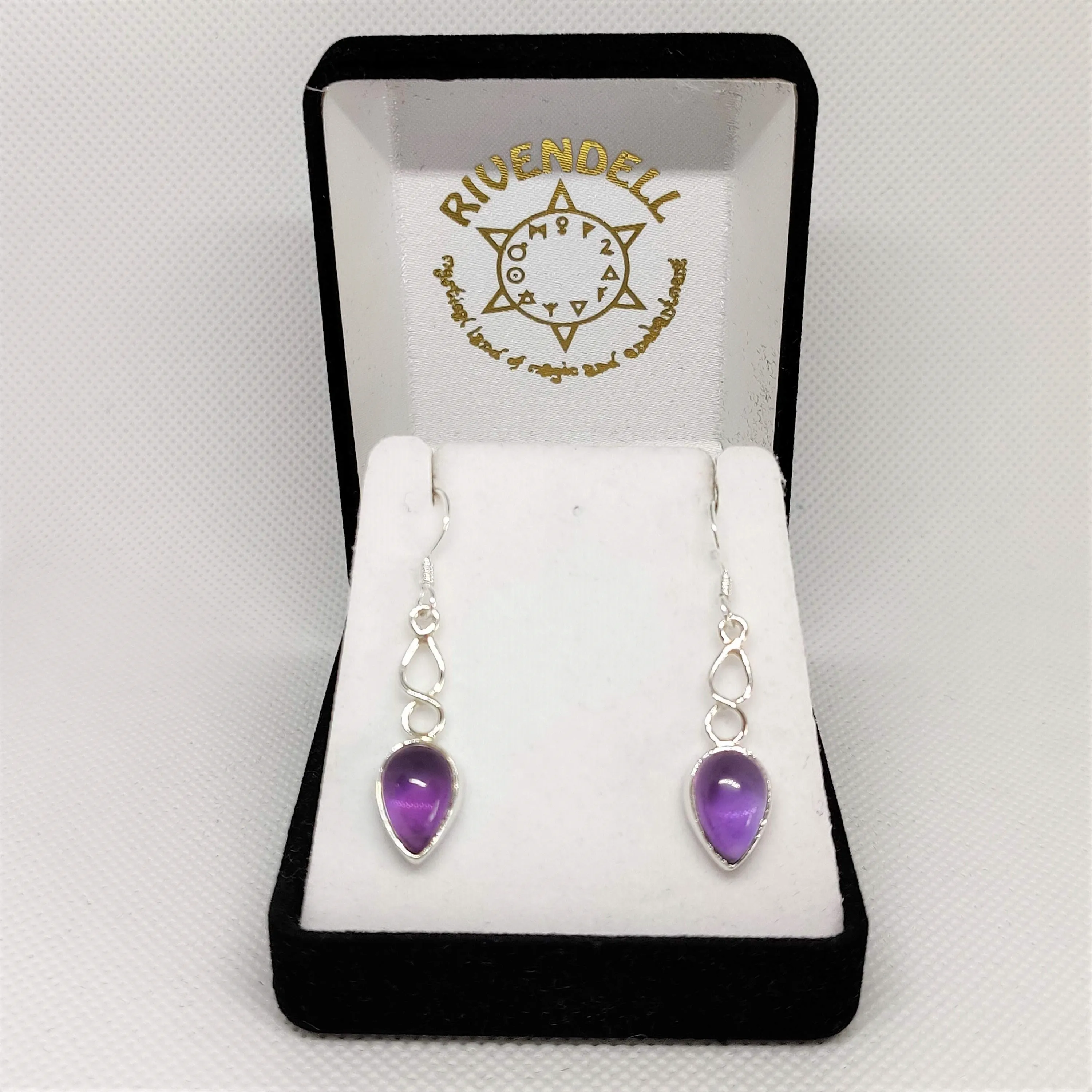 Reverse Teardrop Amethyst 925 Sterling Silver Dangle Earrings