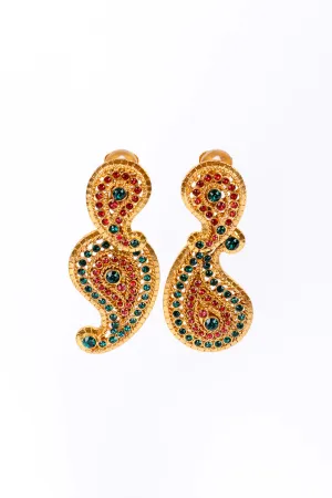 Rhinestone Boteh Drop Earrings