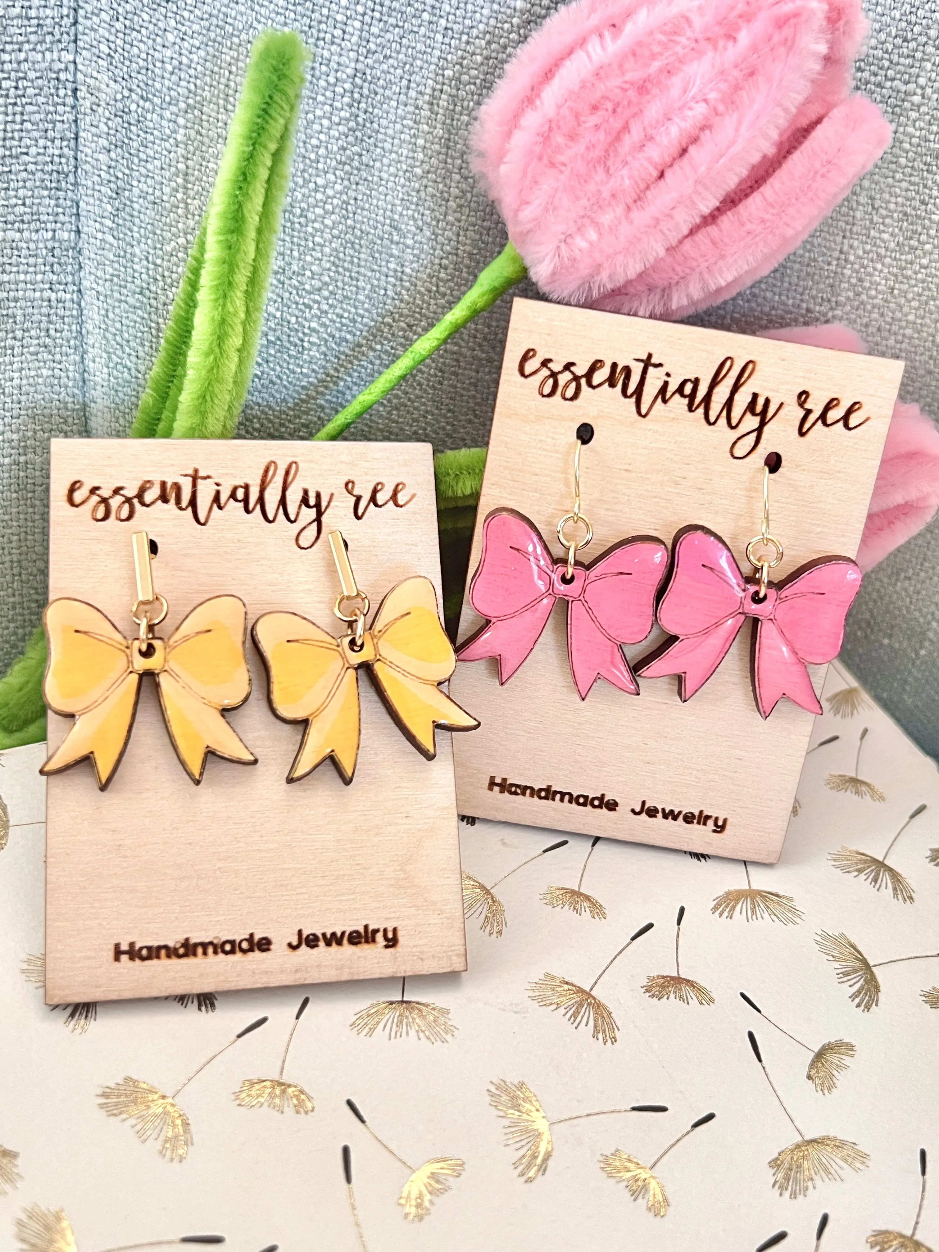Ribbon Bows Drop Earrings