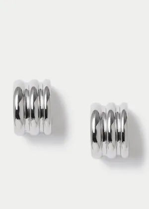 RIDGE HOOP EARRINGS - SILVER PLATED