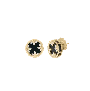 Roberto Coin Venetian Princess Black Jade and Diamond Stud Earrings
