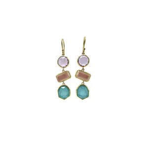 Rock Candy Three Stone Drop Earrings