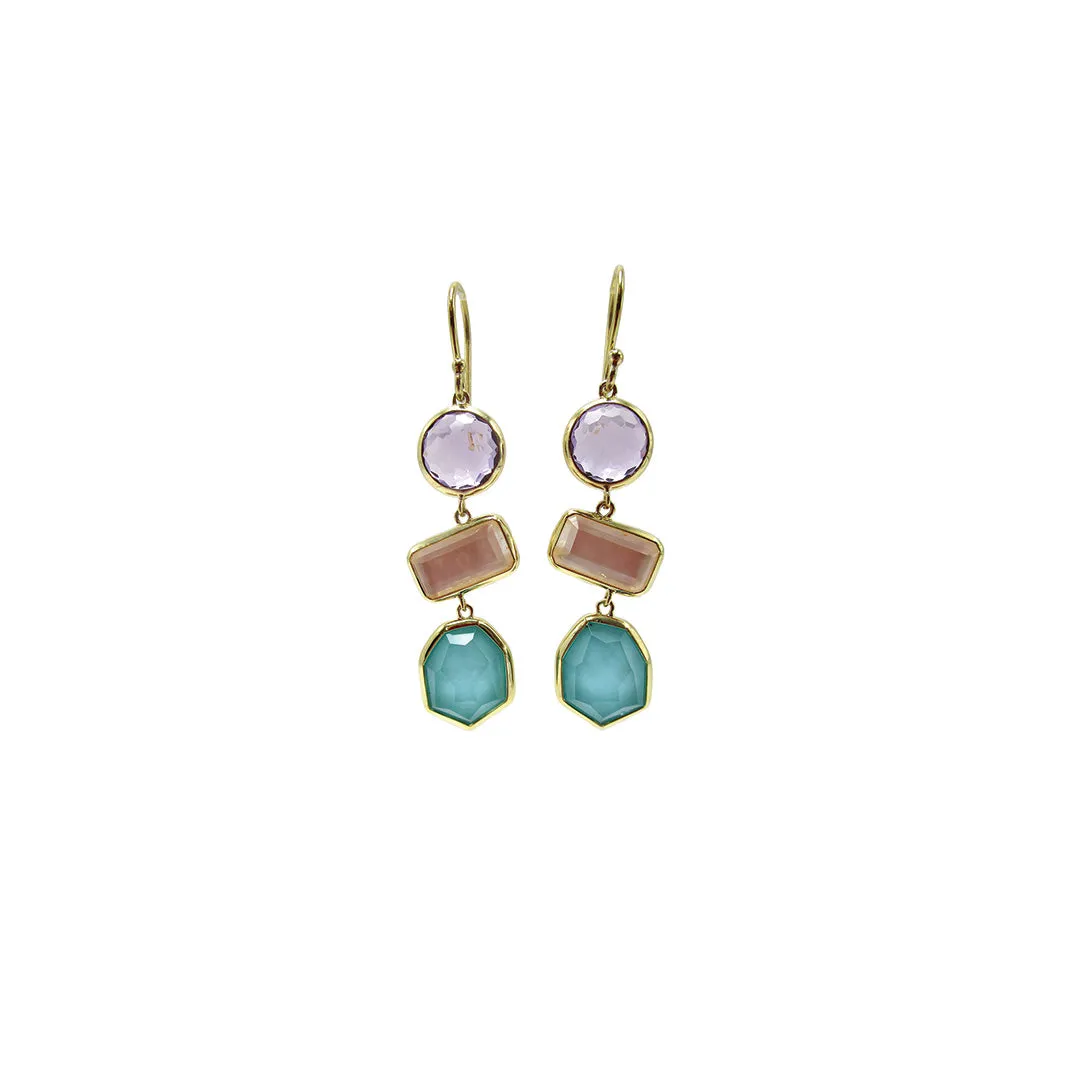 Rock Candy Three Stone Drop Earrings