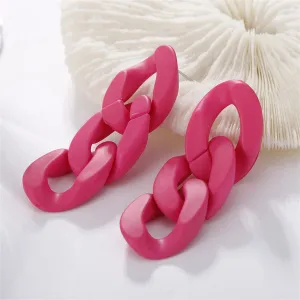 Rose Acrylic & Silver-Plated Curb Chain Drop Earrings