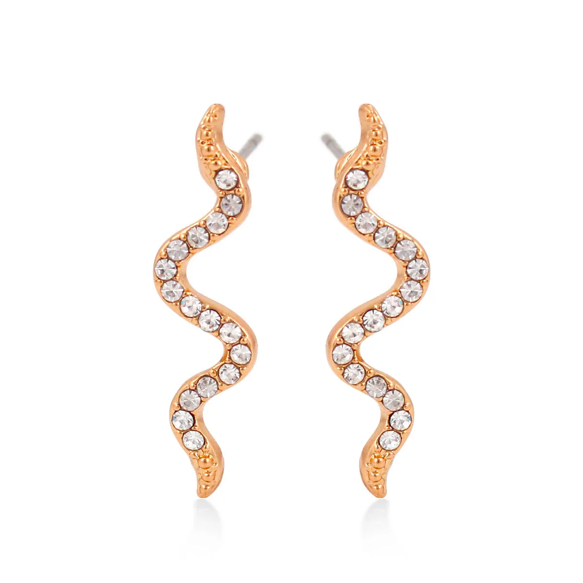ROSE GOLD SNAKE CRYSTAL  EARRING #SWKK-4983RG (GF4)