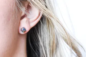 Round Cut Black Opal Earrings