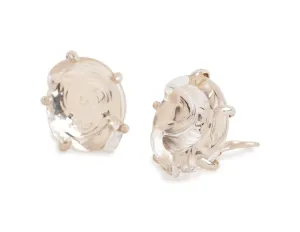 Round Glass Earrings, Set in Silver or Vermeil