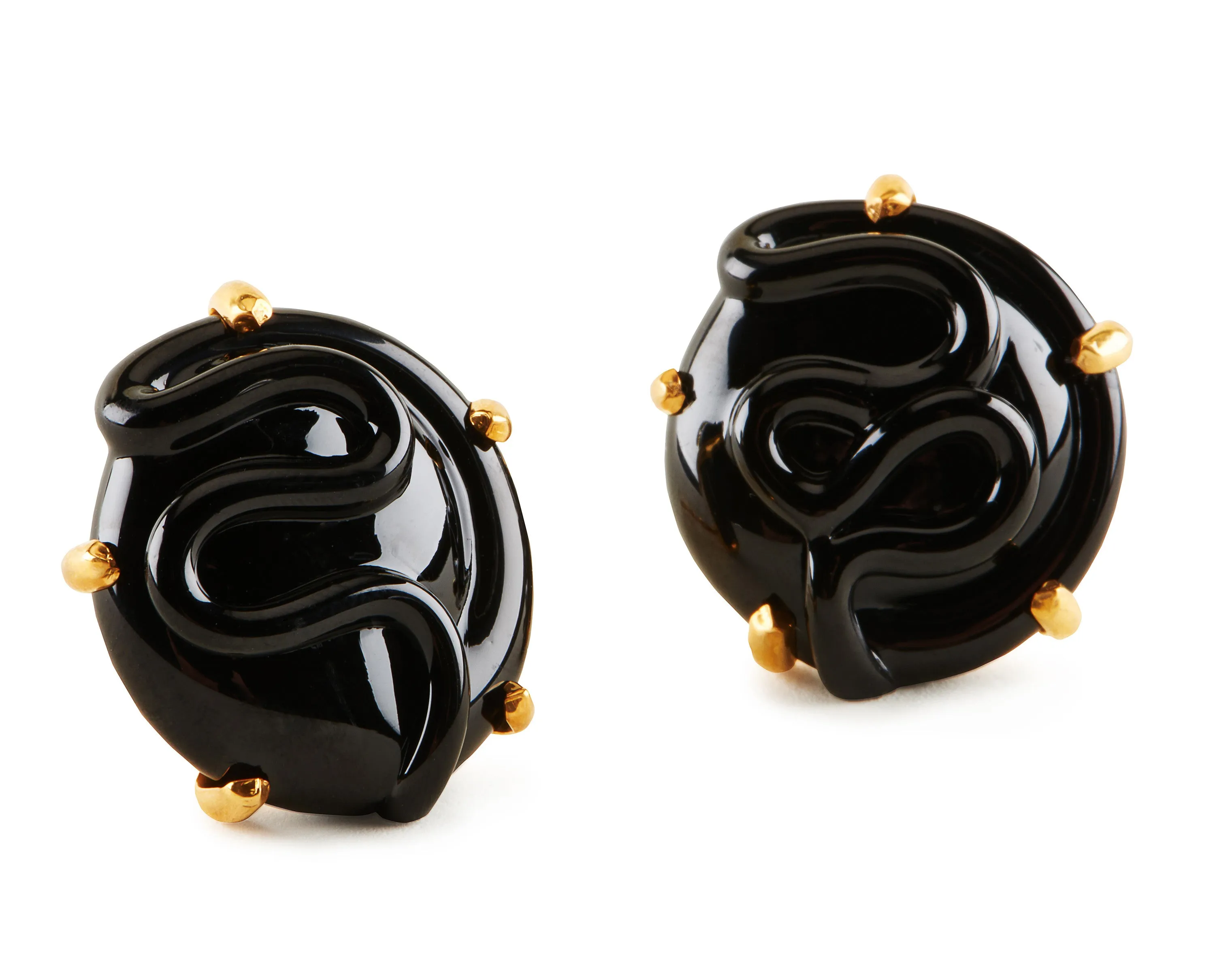 Round Glass Earrings, Set in Silver or Vermeil