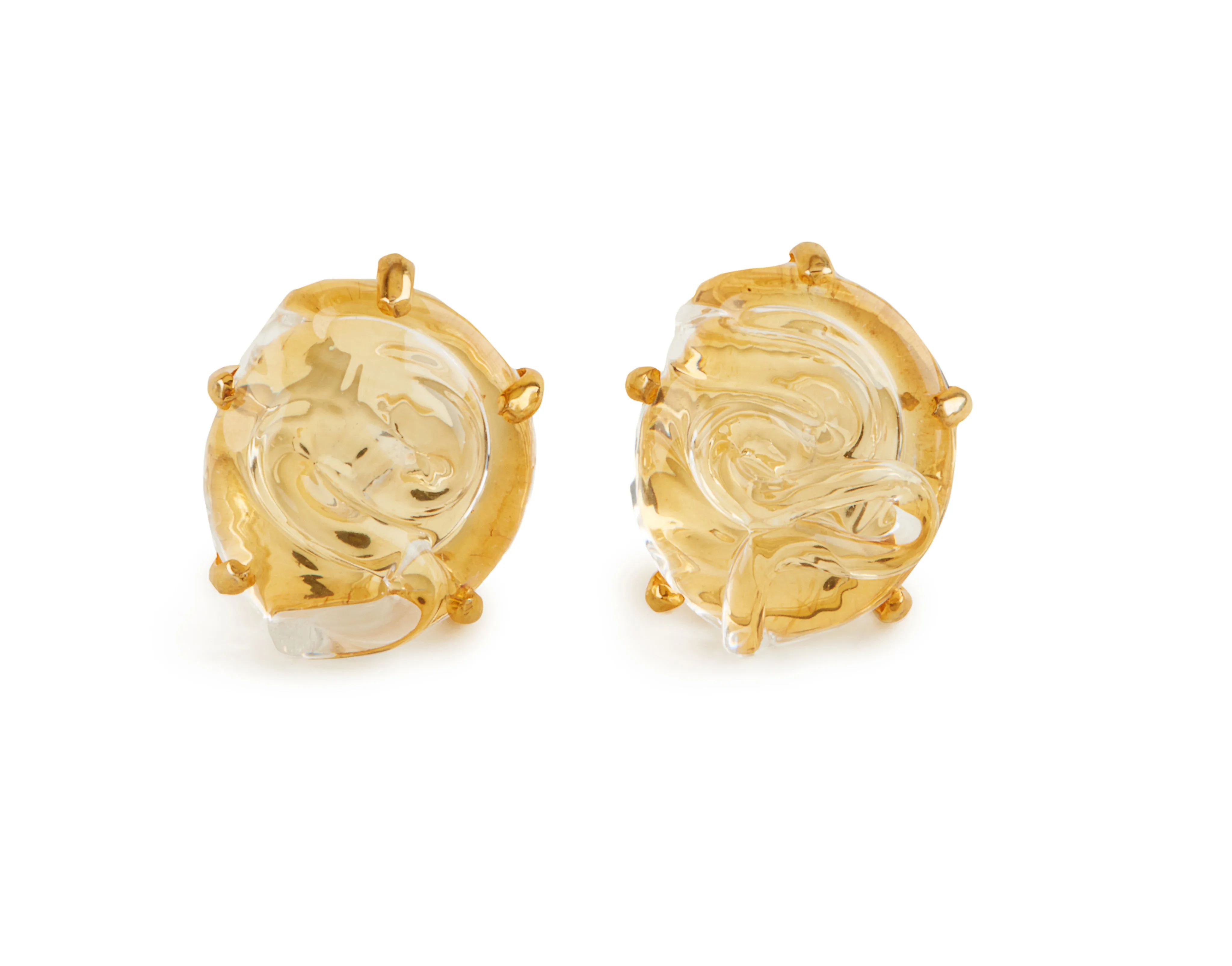Round Glass Earrings, Set in Silver or Vermeil