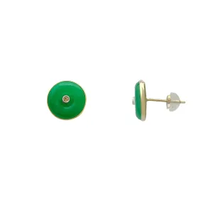 Round Jade Stud Earrings (14K)