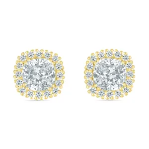 Round White Sapphire Studs with White Sapphire Halo