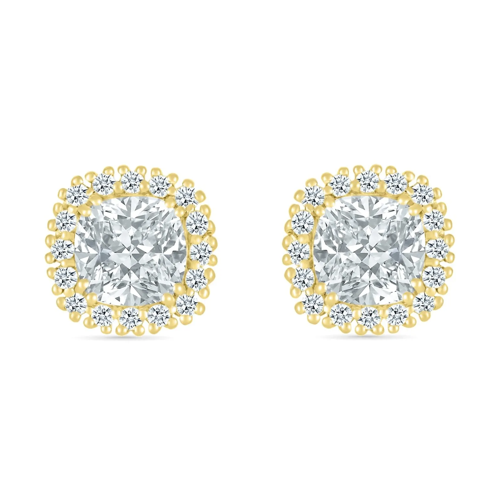 Round White Sapphire Studs with White Sapphire Halo