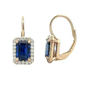 Sapphire and Diamond Halo Earrings