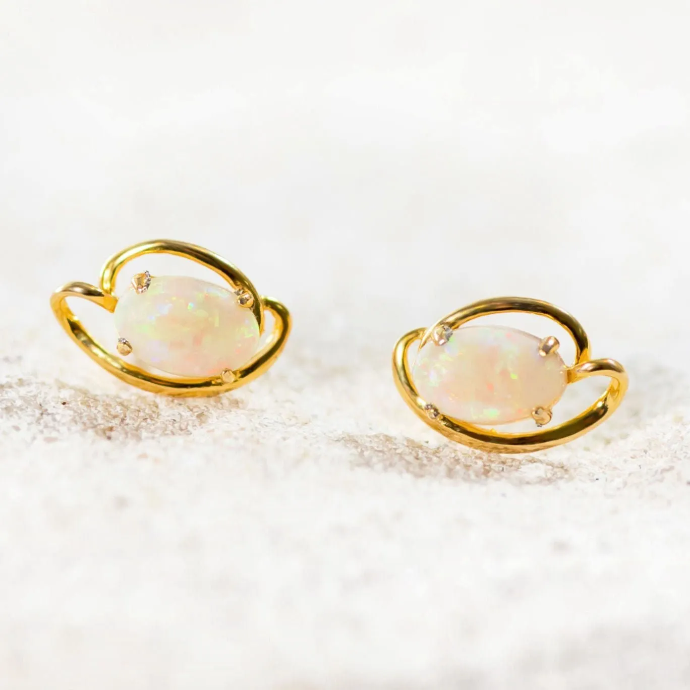 'Sarai' Crystal Opal Earrings Gold Plated Silver
