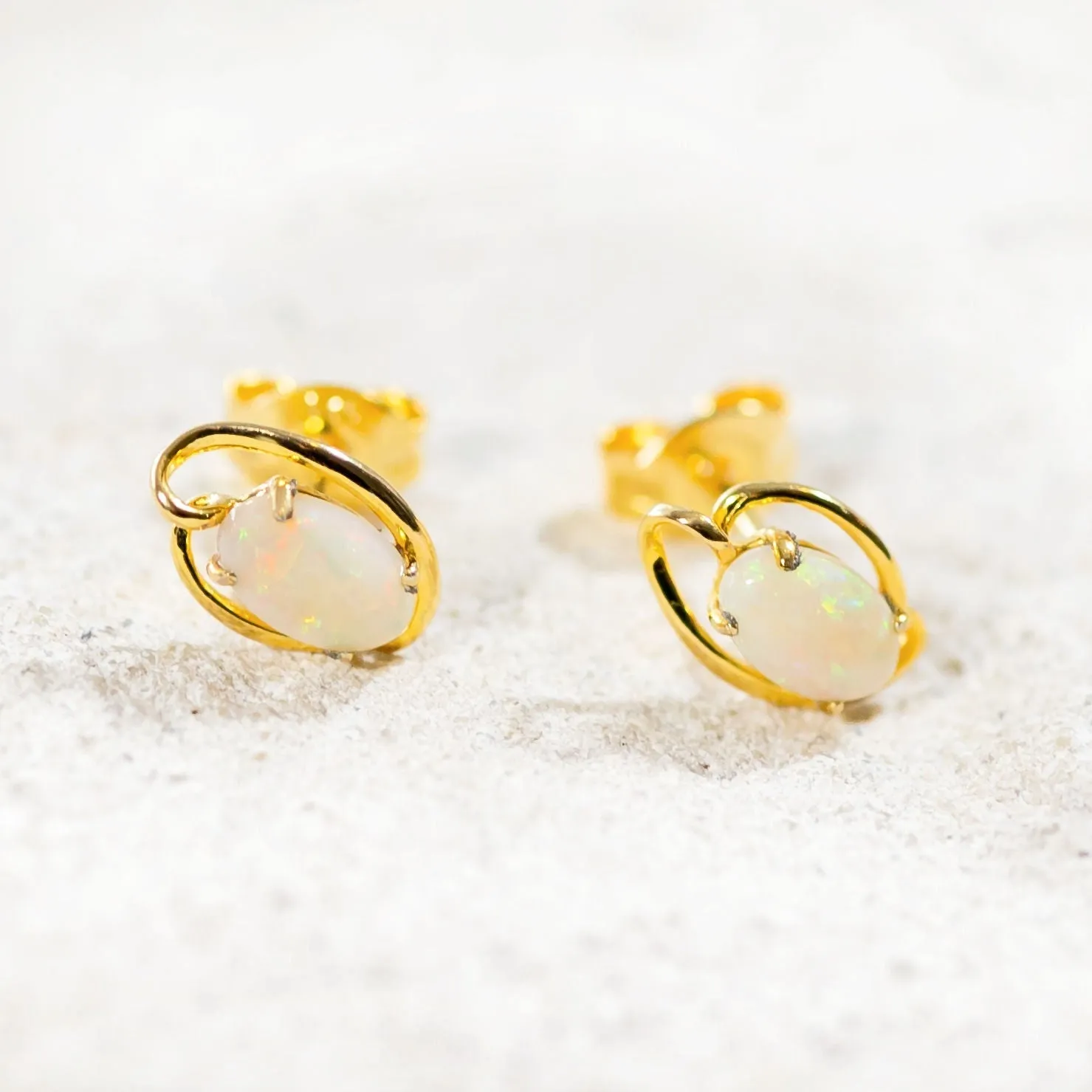 'Sarai' Crystal Opal Earrings Gold Plated Silver