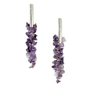 SE085RAM Rhodium Plated Earrings with Amethyst