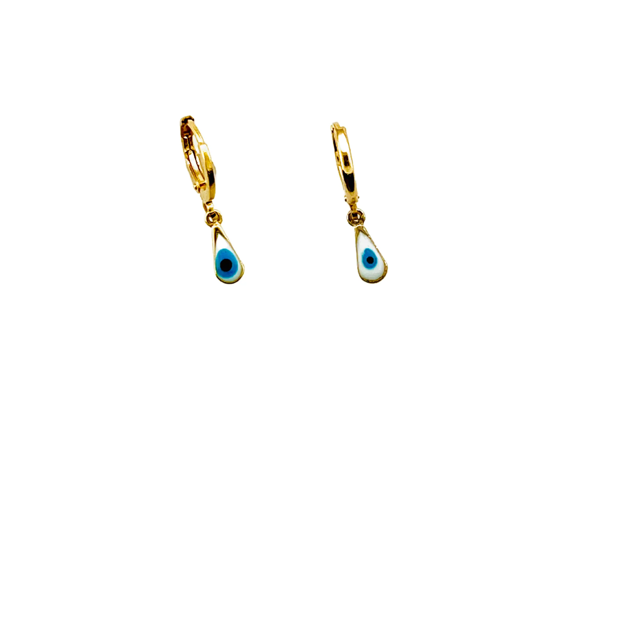 SE811B 18K Gold Plated Earring with a tear drop evil eye