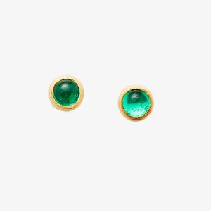 Sedona Cabochon Emerald Studs in 20K Peach Gold - 4mm