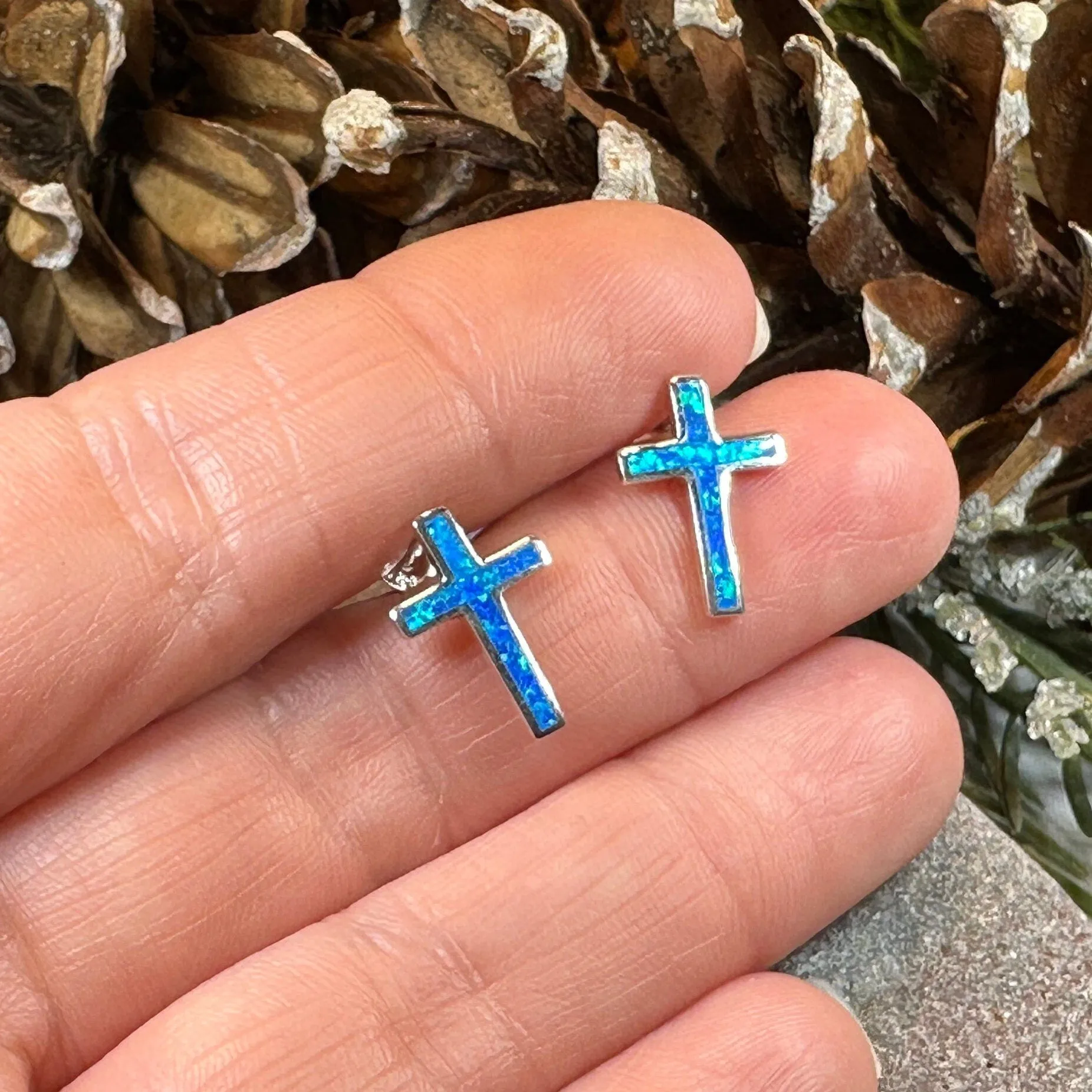 Serene Soul Opal Cross Earrings