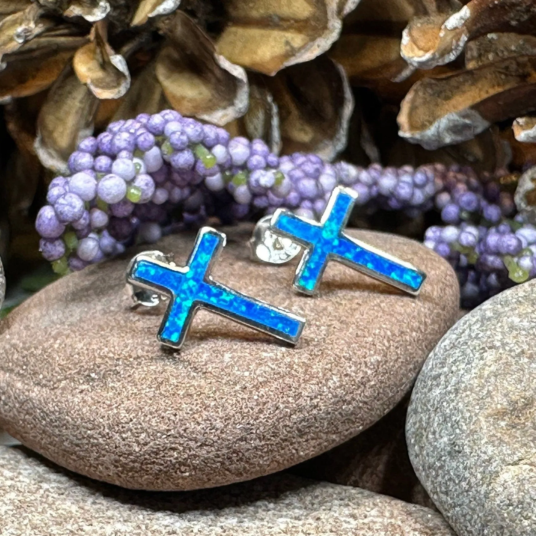 Serene Soul Opal Cross Earrings