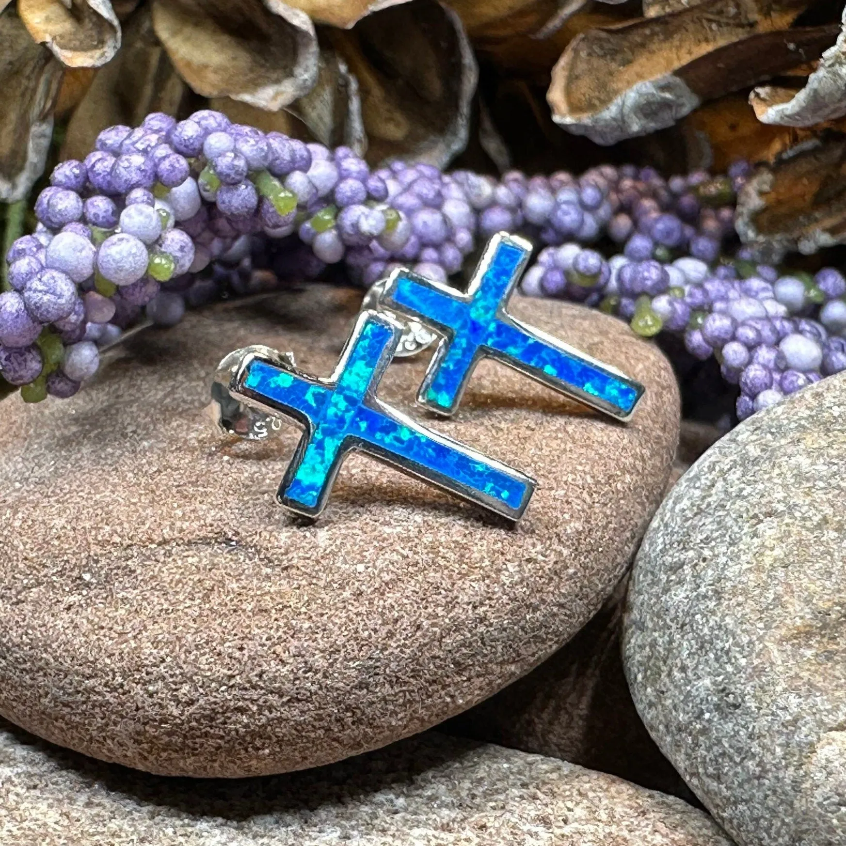 Serene Soul Opal Cross Earrings