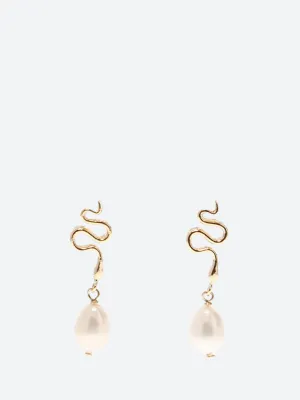 Serpent Pearl Drop Earrings