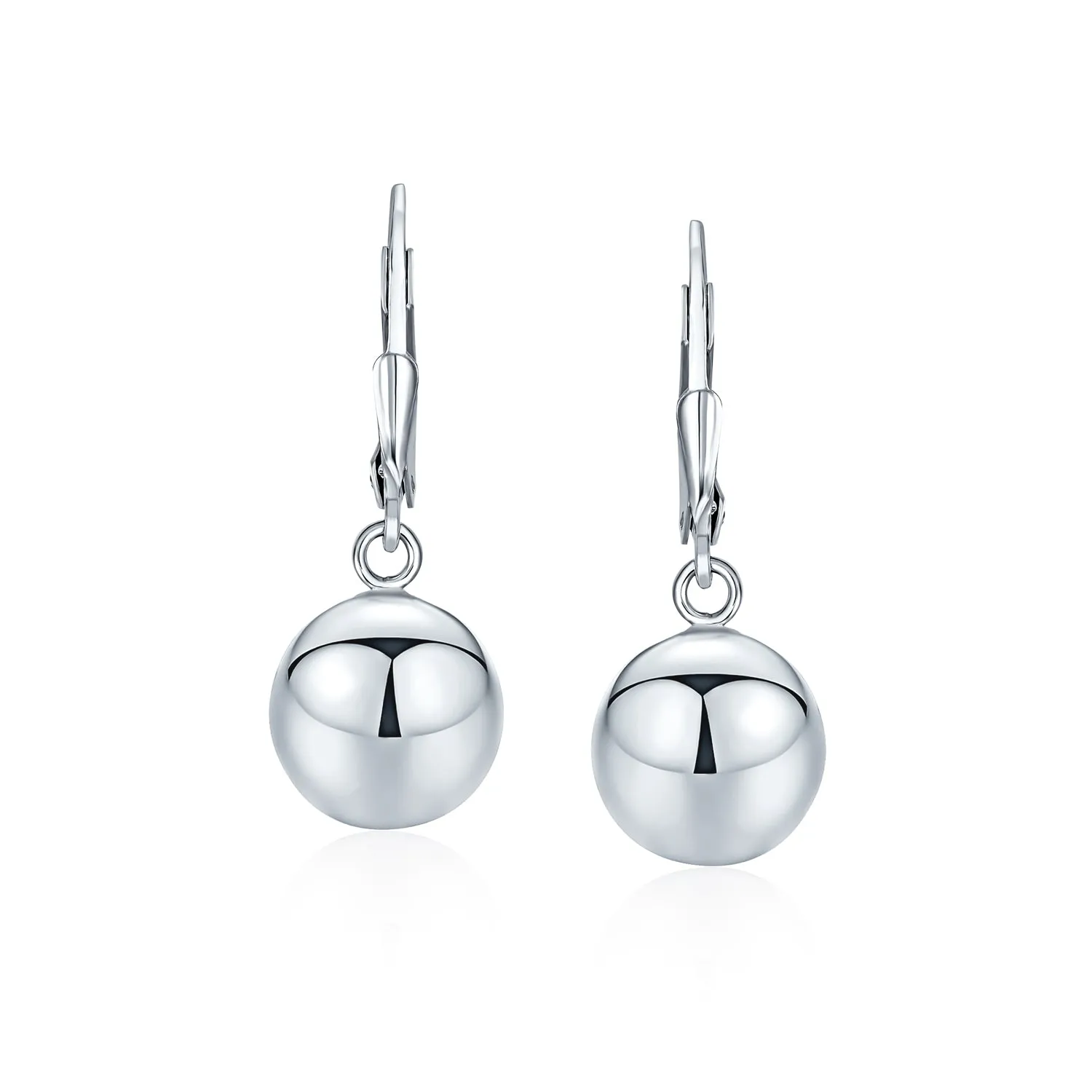 Set of 2 Round Drop Ball Earrings Bead Sterling Silver 6MM & 8MM Bead Lever Back