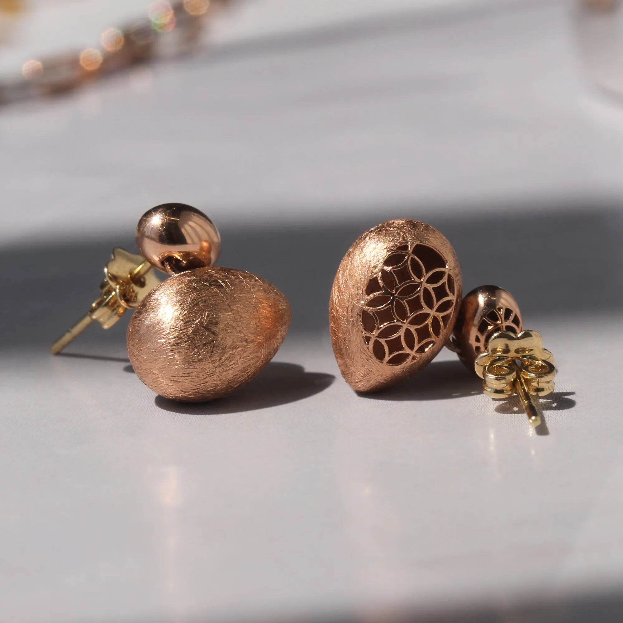 Shimmering Rose Gold Double Rock Earrings