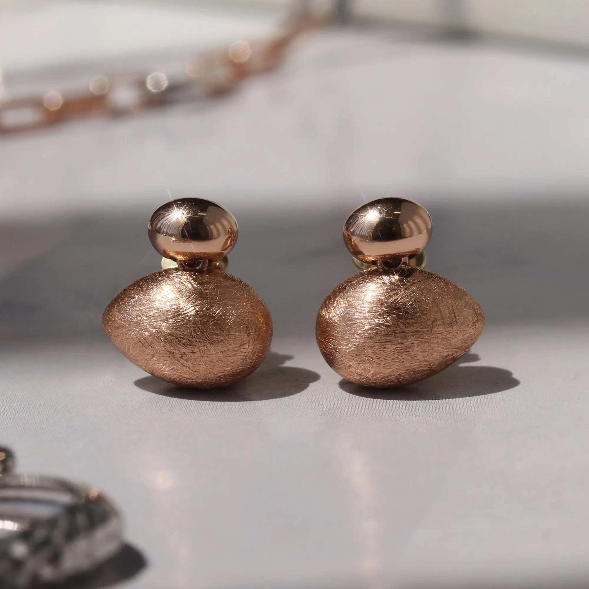 Shimmering Rose Gold Double Rock Earrings