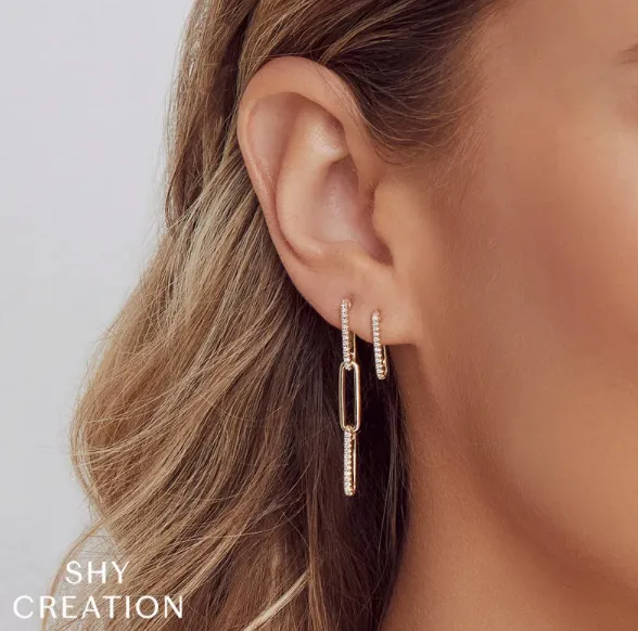 Shy Creation Paperclip Link Drop Earrings