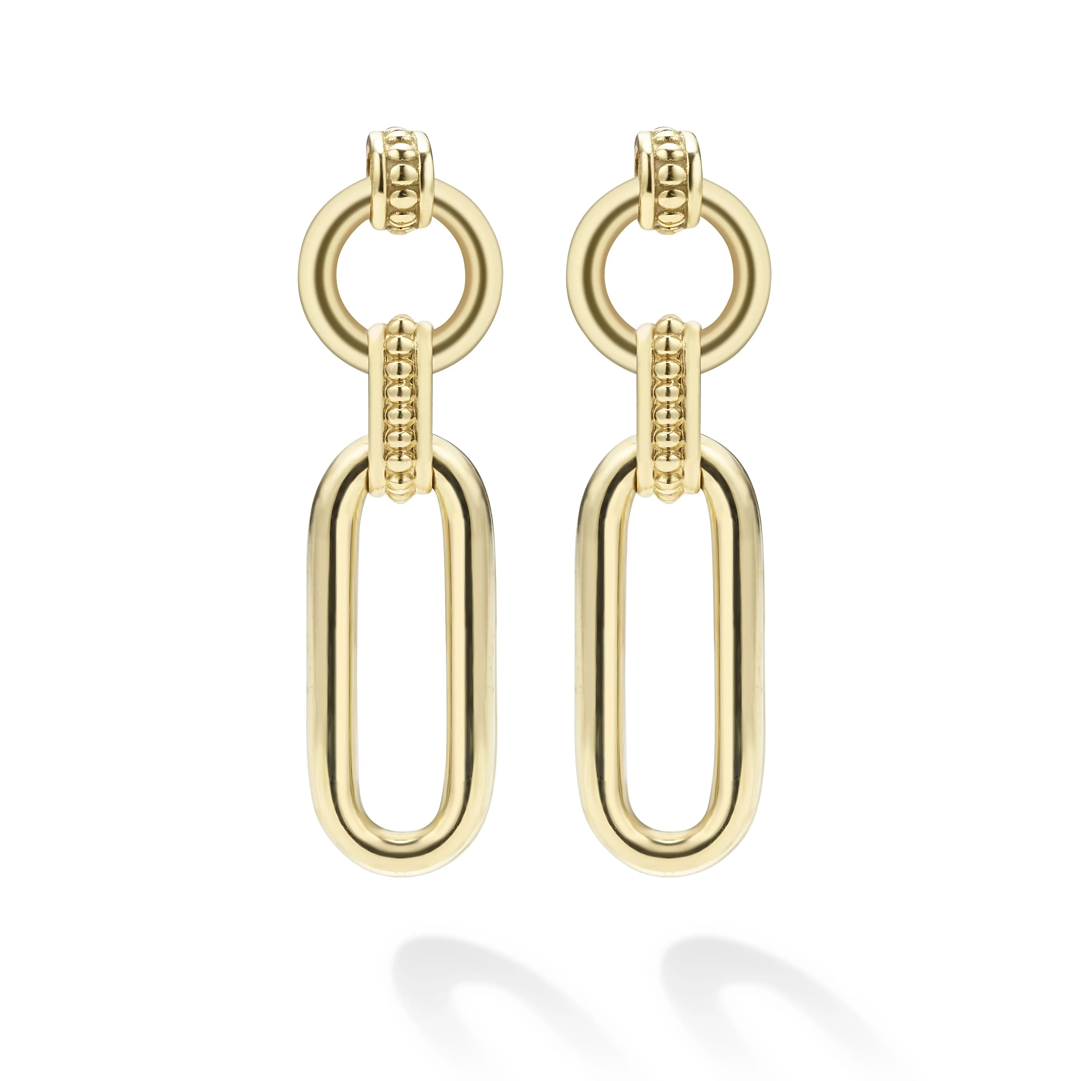 Signature Caviar 18K Gold Link Drop Earrings