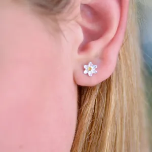 Silver And Gold Daffodil Stud Earrings